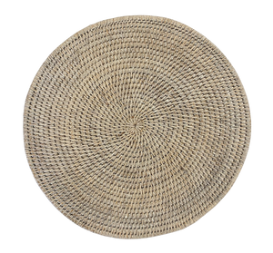 Round Rattan Placemat - White Wash