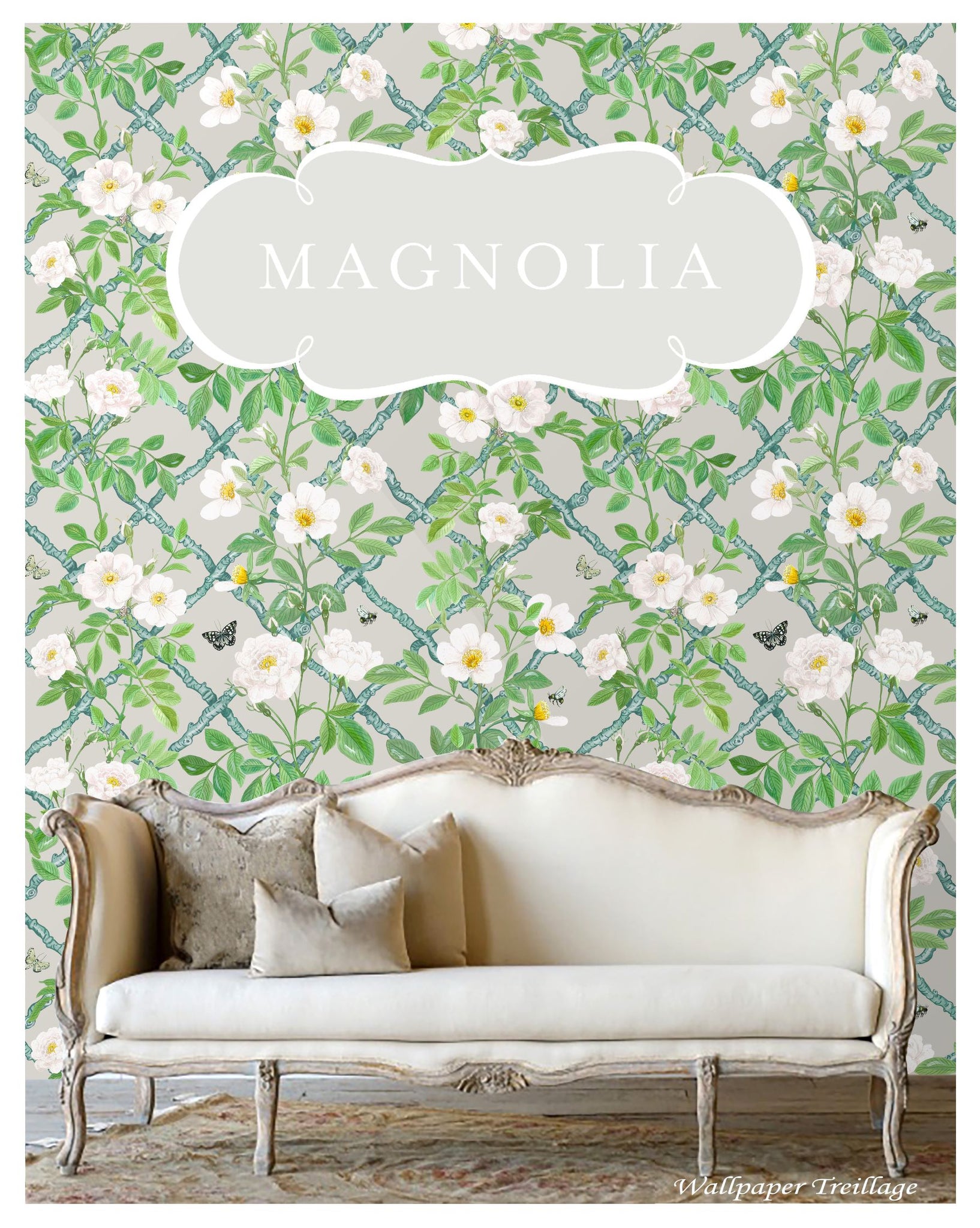 SAMPLE PACK - Magnolia Treillage Wallpaper