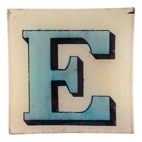 Block Letter 'E' 6" Square Plate