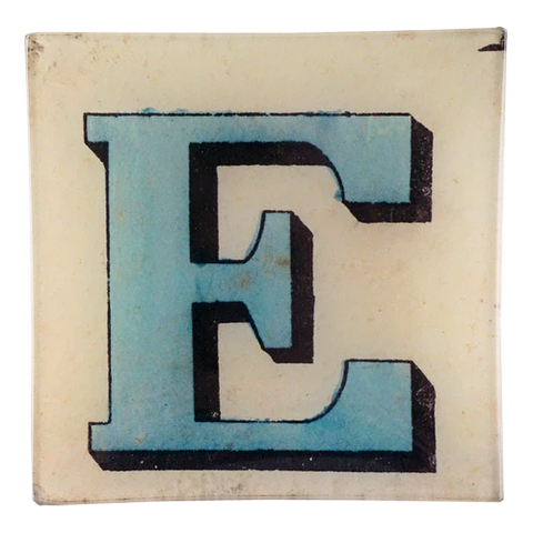 Block Letter 'E' 6" Square Plate