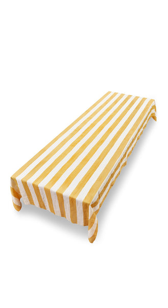 Yellow Striped Linen Tablecloth