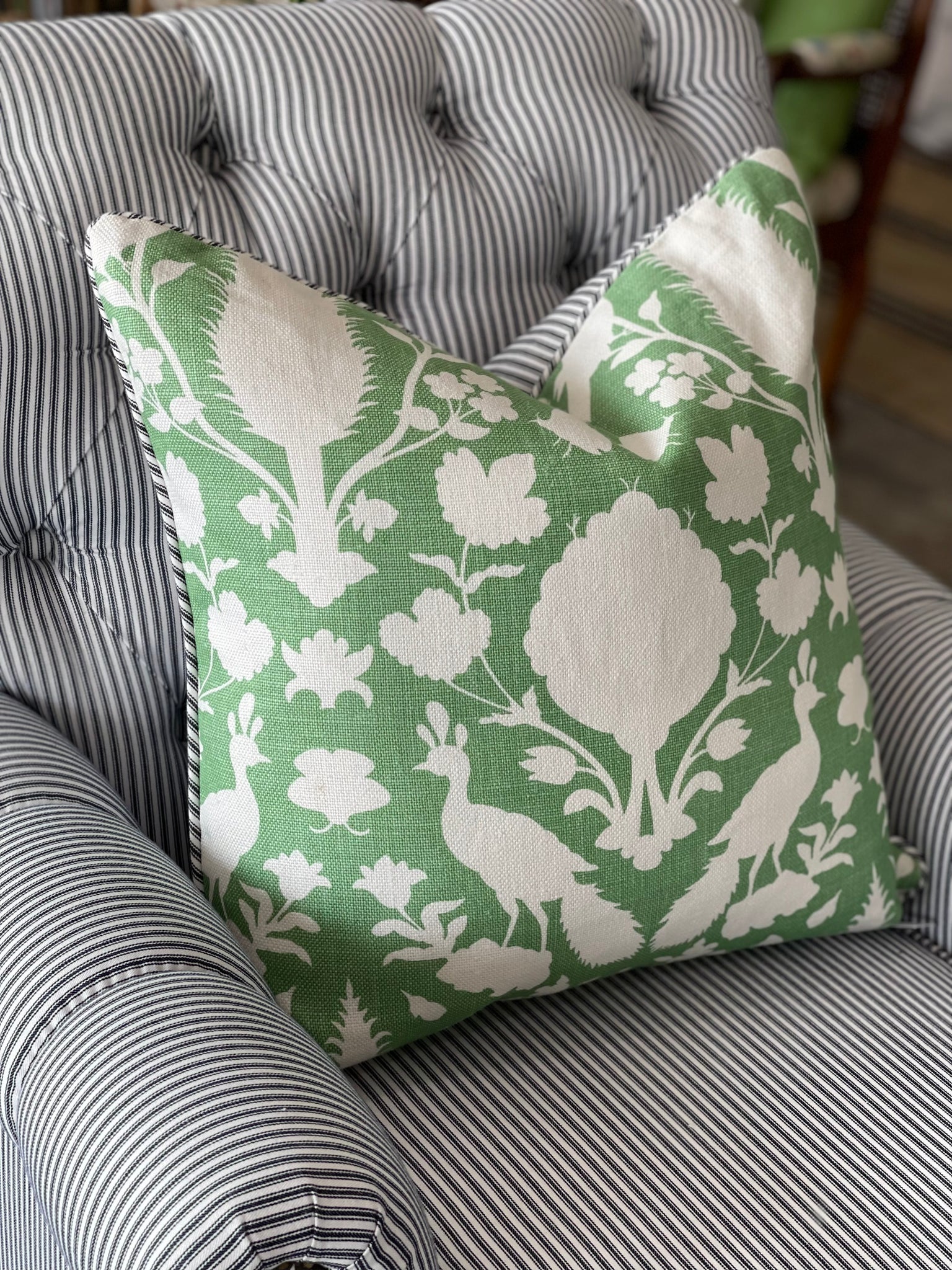 Magnolia Green Garden Bird Cushion